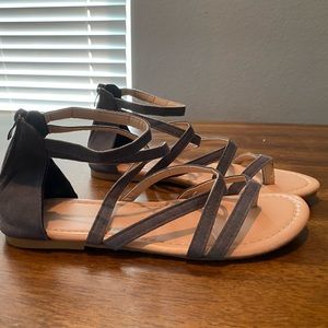 Grey gladiator sandals